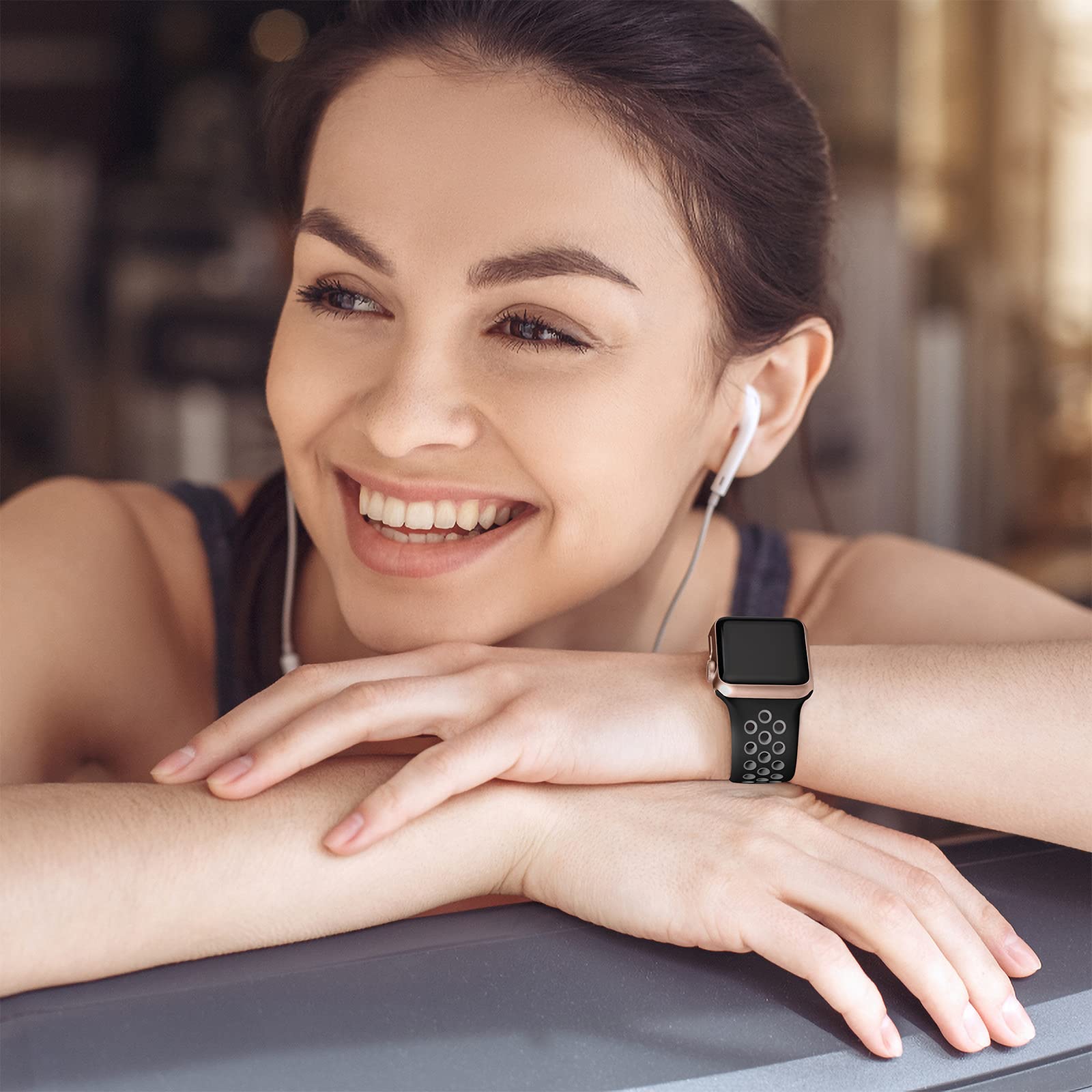 Lerobo Sport Bands Compatible With Apple Watch Band 40Mm 38Mm 41Mm,Stylish Breathable Soft Silicone Replacement Strap For Apple